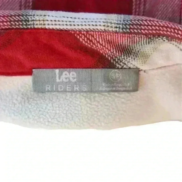VINTAGE Riders by Lee Red & White Plaid Flannel Fleece Lined Shirt Size Small - Picture 3 of 9